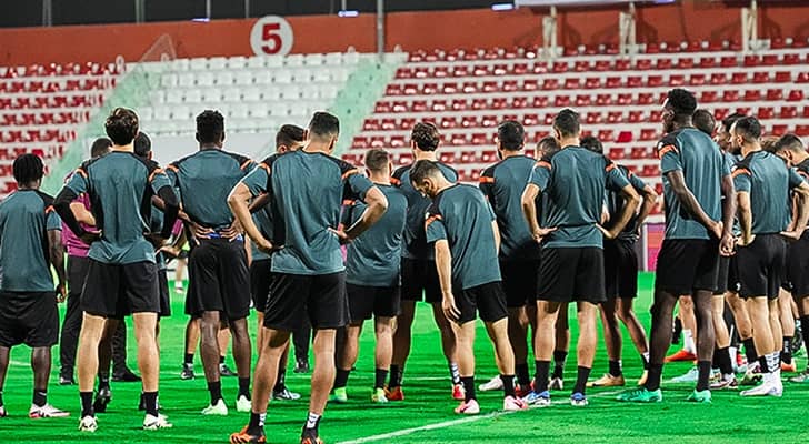 من تدريبات فريق الحسين اربد قبل لقاء شباب أهلي دبي في الجولة الأولى من دوري أبطال آسيا 2