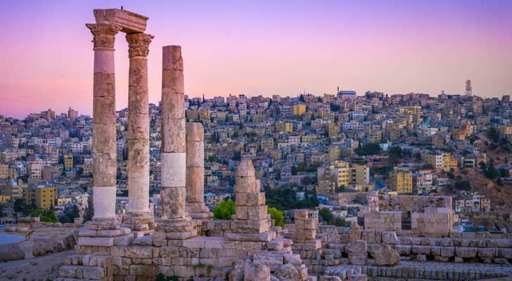 جانب من موقع جبل القلعة الأثري في العاصمة عمان