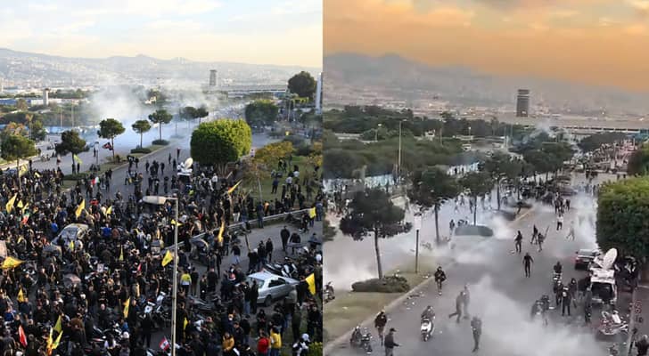 تفريق اعتصام قرب مطار بيروت