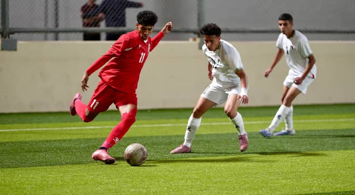 من مباراة النشامى وفلسطين