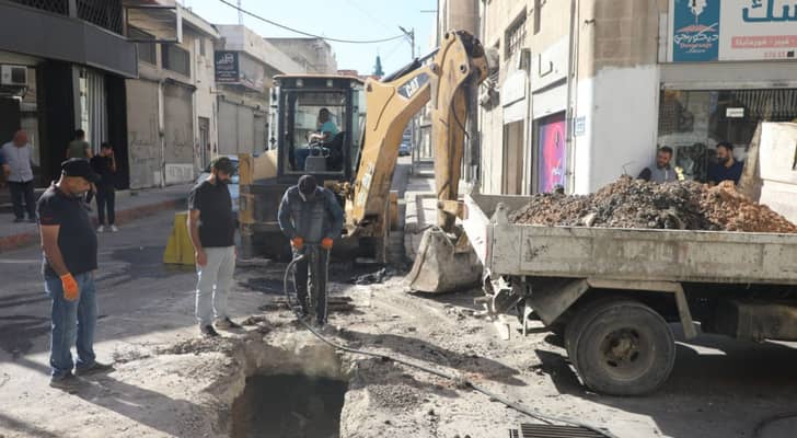 مشروع انشاء خطوط تصريف الامطار في اربد