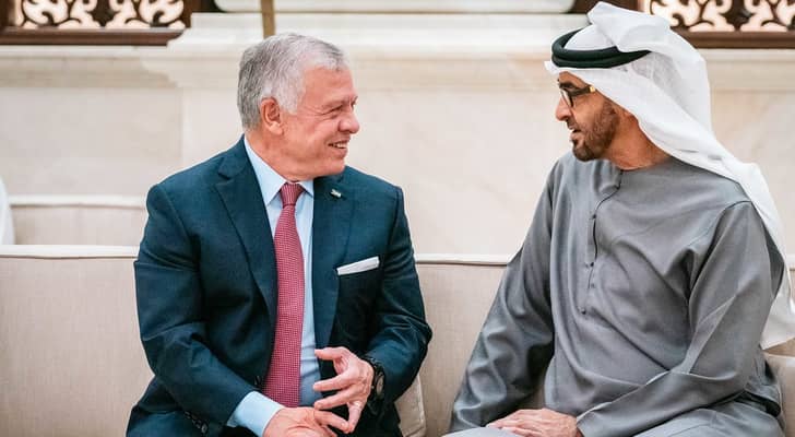 جلالة الملك عبدﷲ الثاني و الشيخ محمد بن زايد آل نهيان، رئيس دولة الإمارات العربية المتحدة