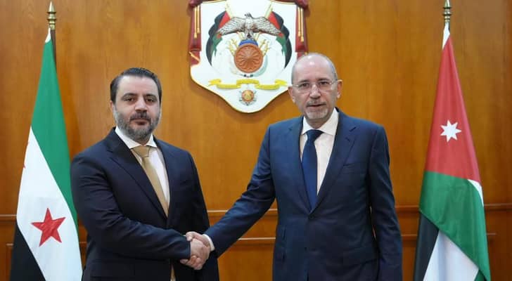 وزير الخارجية أيمن الصفدي ونظيره السوري أسعد الشيباني