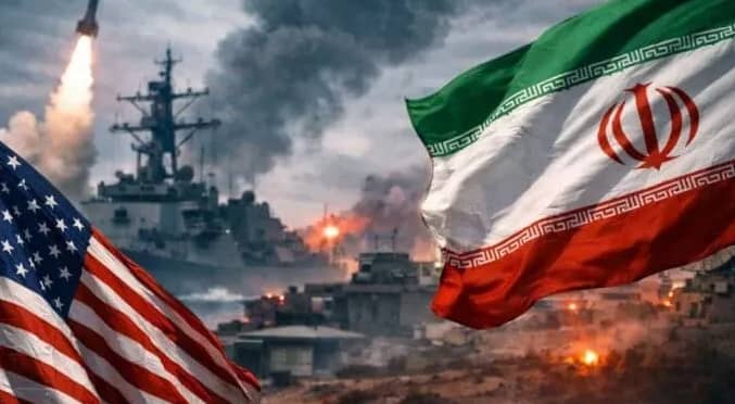 علم إيران وعلم أمريكا