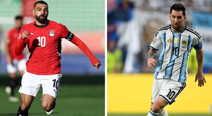 اللاعب المصري محمد صلاح و اللاعب الأرجنتيني ليونيل ميسي