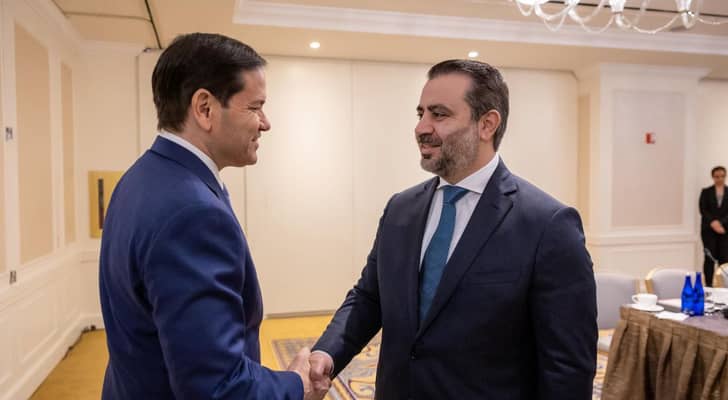 وزير الخارجية السوري أسعد الشيباني ووزير الخارجية الأمريكي ماركو  روبيو