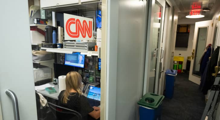 استوديو بث شبكة CNN في منطقة الصحافة بالبيت الأبيض